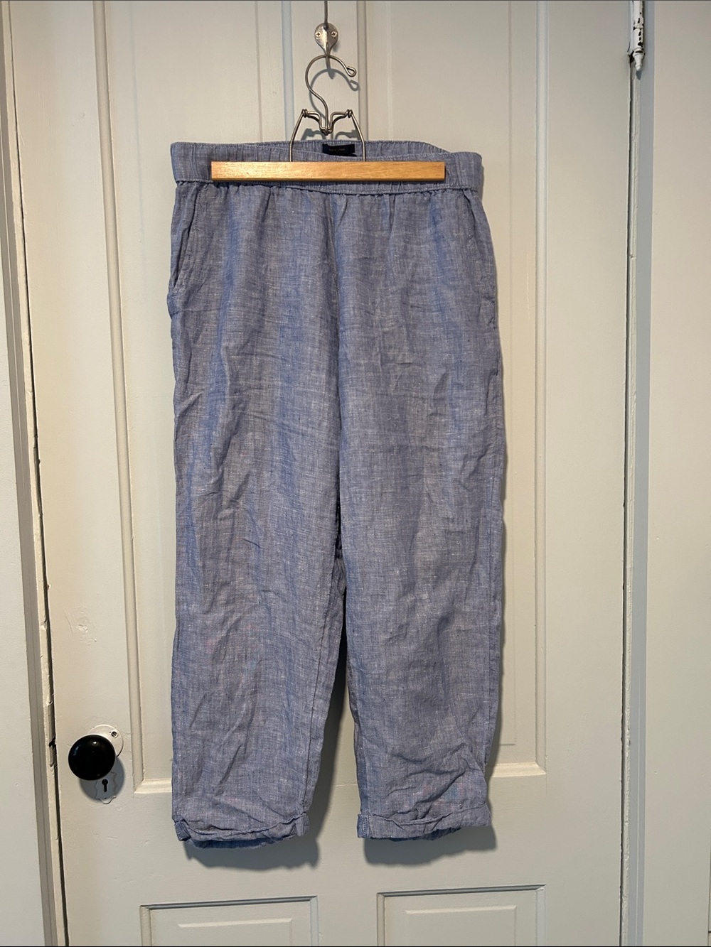 Rachel Zoe Straight-Leg Lightweight Blue Linen Pants